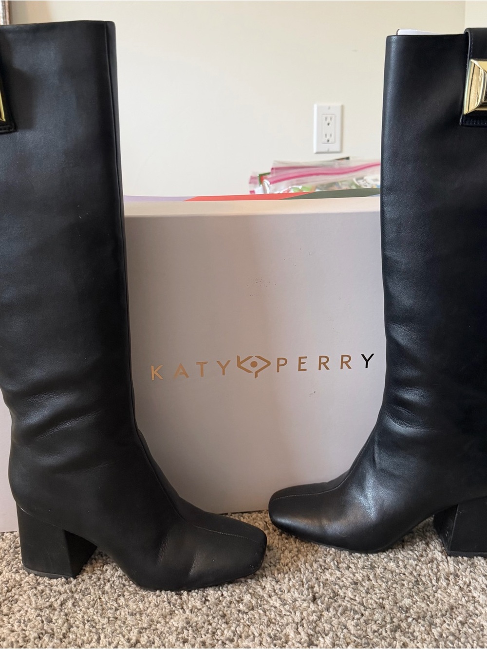 Katy Perry Collections Black Knee-High Block Heel Boots